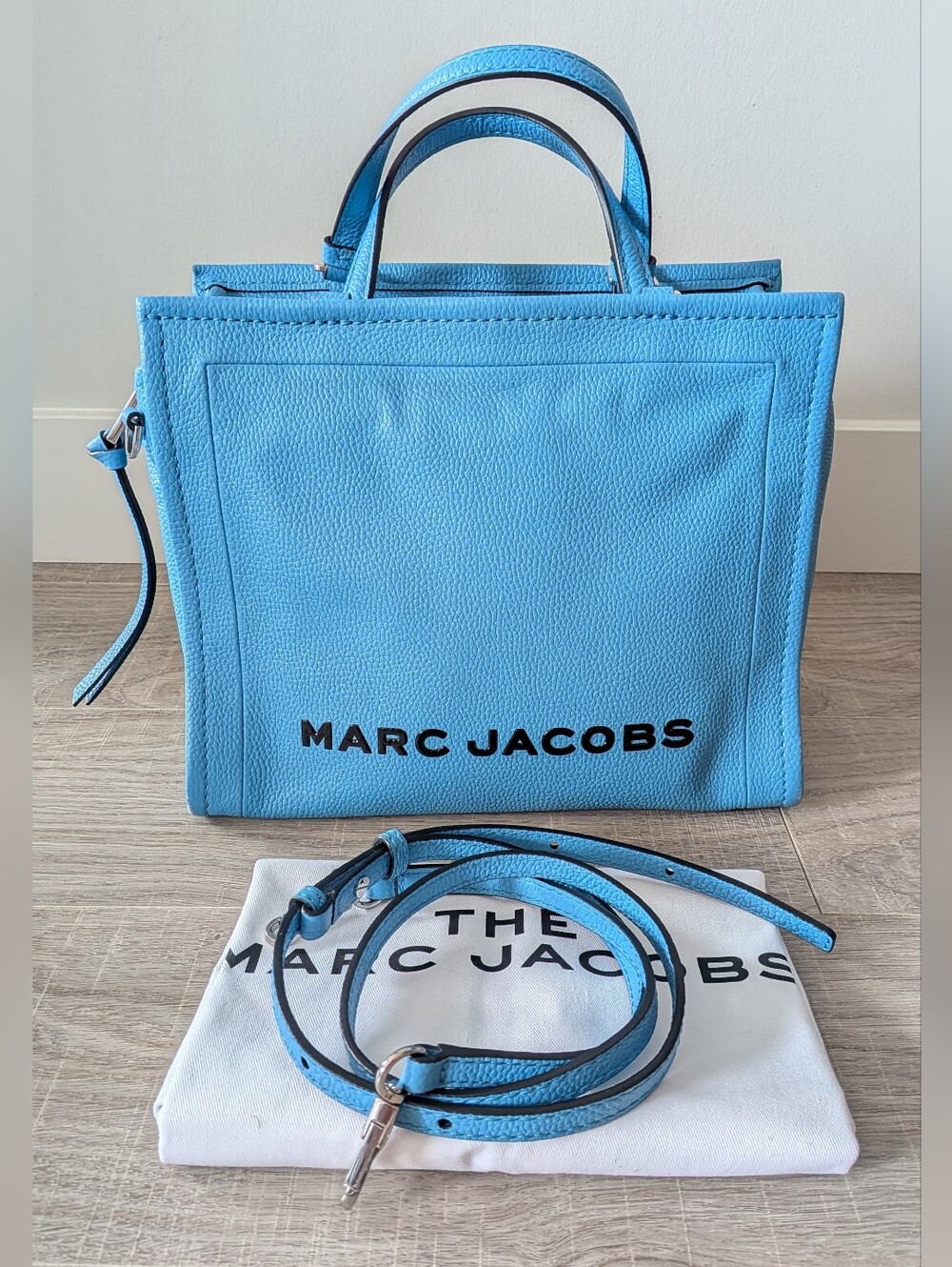 Authentic Marc Jacobs Blue Pebbled Leather Crossbody Satchel Tote Bag + Dustbag